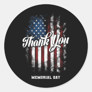 Memorial Day Dank u Amerikaanse veteraan Militaire Ronde Sticker