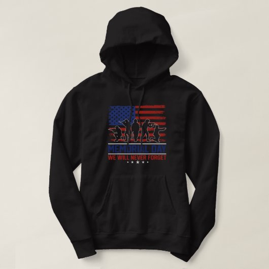 Memorial Day Design for USA Militaire Mannen and W Hoodie (Design voorkant)