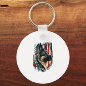 Memorial Day Duitse herder Amerikaanse vlag VS Sleutelhanger (Voorkant)