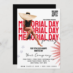 Memorial Day Event Girly Patriotic Party Flyers Kaart