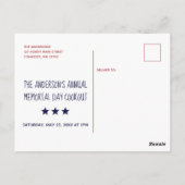 Memorial Day Event Patriotic Invitation Briefkaart (Achterkant)