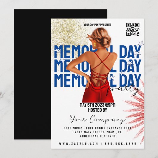 Memorial Day Event Patriotic Party Club Flyers Kaart (Voorkant / Achterkant)