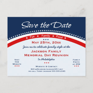 Memorial Day Family Reunion, Party, Save the Date Aankondigingskaart