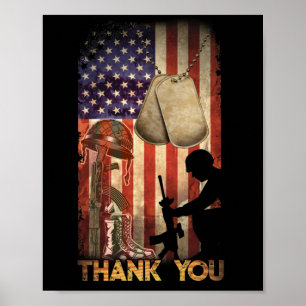 Memorial Day Flag Militaire Boots Dog 4 juli Poster