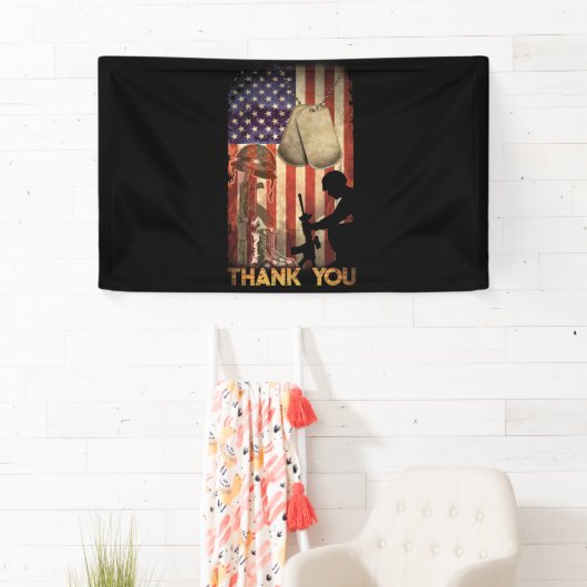 Memorial Day Flag Militaire Boots Dog 4 juli Spandoek (Insitu)