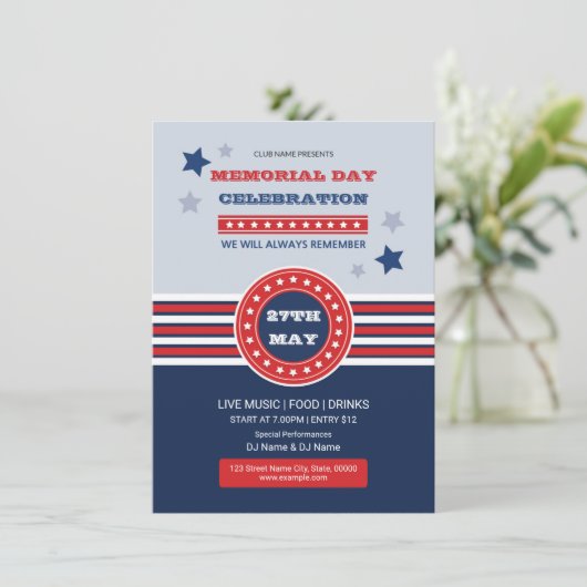 Memorial Day Flyer-uitnodiging Kaart (Staand voorkant)