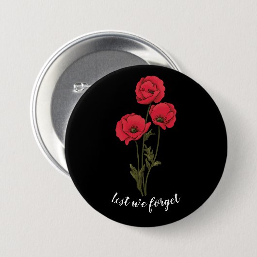 Memorial Day, Herdenkingsdag, Red Poppy Button (Voorkant /achterkant)