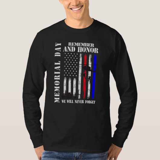 Memorial Day Herinner je Honor nooit vergeten Vete T-shirt (Voorkant)