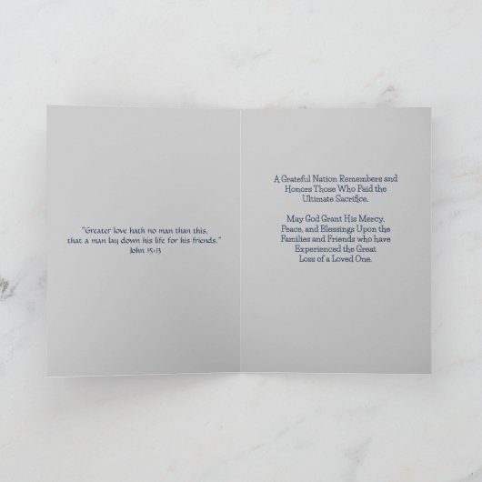 Memorial Day Honor Kaart (Binnen)