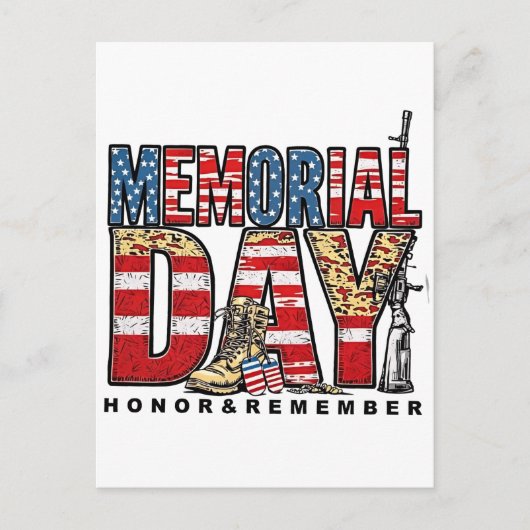 Memorial Day Honor & Remember Amerikaanse vlag Aankondigingskaart (Voorkant)