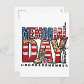 Memorial Day Honor & Remember Amerikaanse vlag Feestdagenkaart (Voorkant / Achterkant)