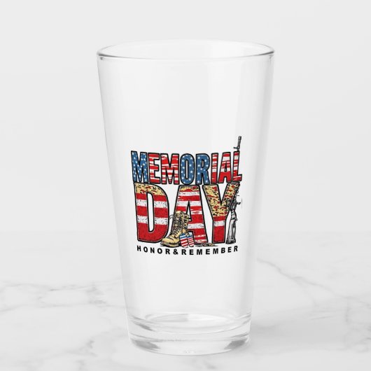 Memorial Day Honor & Remember Amerikaanse vlag Glas (Voorkant)
