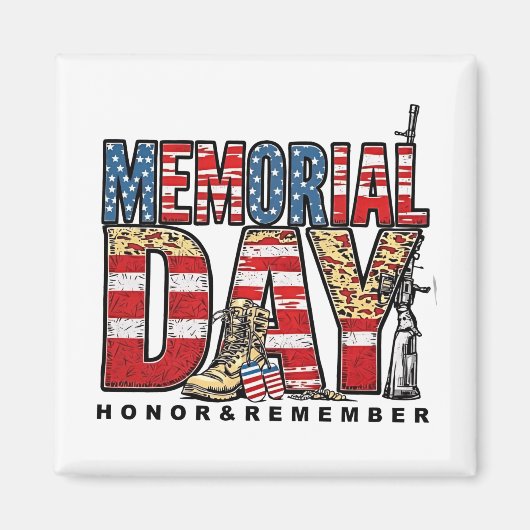 Memorial Day Honor & Remember Amerikaanse vlag Magneet (Voorkant)