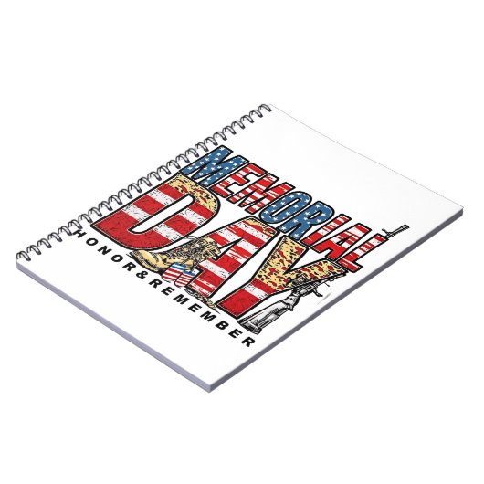 Memorial Day Honor & Remember Amerikaanse vlag Notitieboek (Linkerzijde)