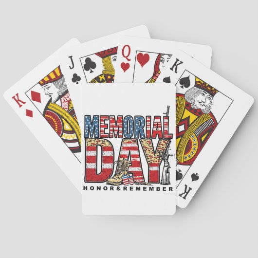 Memorial Day Honor & Remember Amerikaanse vlag Pokerkaarten (Achterkant)