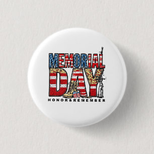 Memorial Day Honor & Remember Amerikaanse vlag Ronde Button 3,2 Cm