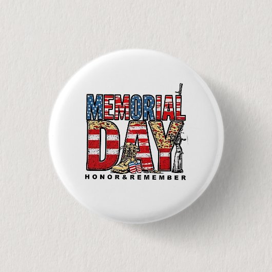 Memorial Day Honor & Remember Amerikaanse vlag Ronde Button 3,2 Cm (Voorkant)