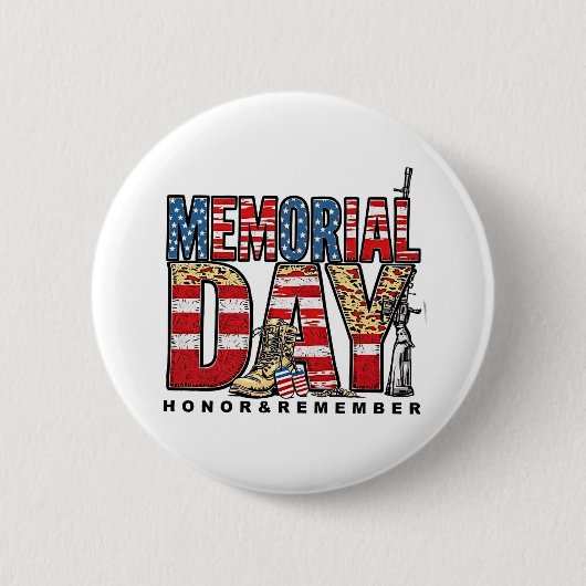 Memorial Day Honor & Remember Amerikaanse vlag Ronde Button 5,7 Cm (Voorkant)