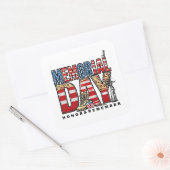 Memorial Day Honor & Remember Amerikaanse vlag Vierkante Sticker (Envelop)
