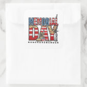 Memorial Day Honor & Remember Amerikaanse vlag Vierkante Sticker (Tas)