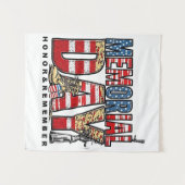 Memorial Day Honor & Remember Amerikaanse vlag Wandkleed (Voorkant (horizontaal))