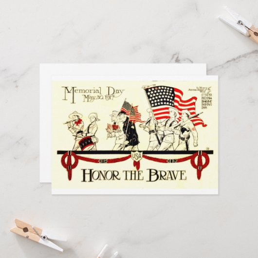 Memorial Day Honor the dappere Kaart (Voorkant / Achterkant in situ)