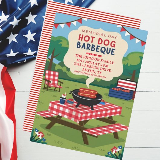 Memorial Day Hot Dog Barbeque Party Kaart