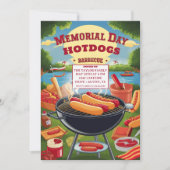 Memorial Day Hot Dogs Barbeque Party Kaart (Voorkant)