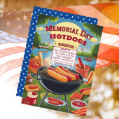 Memorial Day Hot Dogs Barbeque Party Kaart
