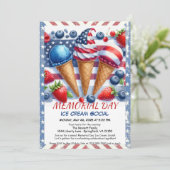 Memorial Day Ice Cream Social Invitation - Zoet Kaart (Staand voorkant)
