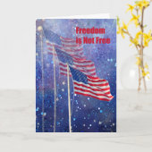 Memorial Day Kaart met drie vlaggen (Gele Bloem)