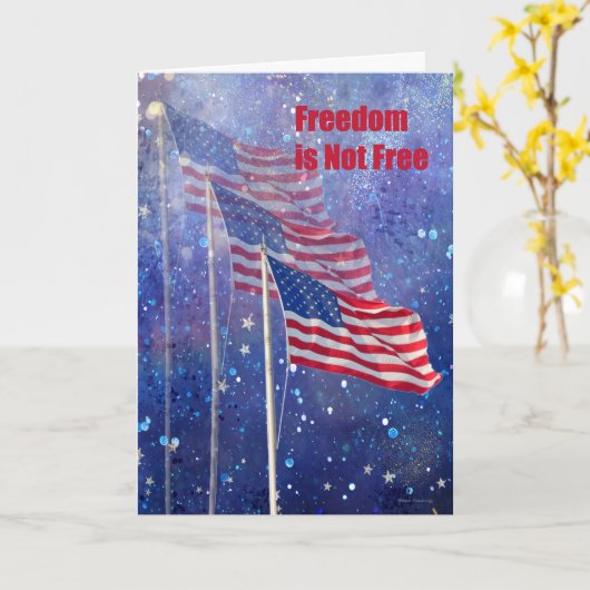 Memorial Day Kaart met drie vlaggen (Gele Bloem)