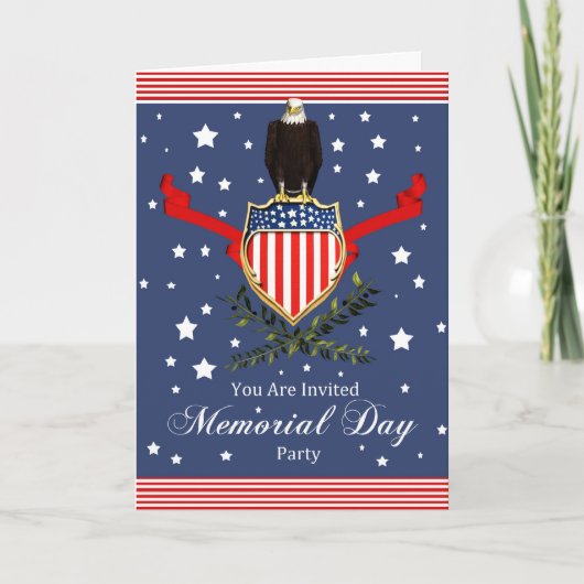 Memorial Day Kaart Party Invitation - Eagle en Ban (Voorkant)