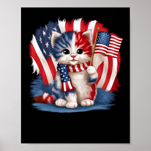 Memorial Day Kat Grappige Kitten 4 juli Patrioti Poster (Voorkant)