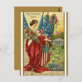  Memorial Day Lady Liberty met Rozen Briefkaart (Voorkant / Achterkant)