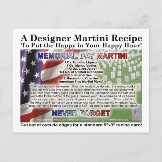 Memorial Day Martini Recept Kaart Briefkaart (Voorkant)
