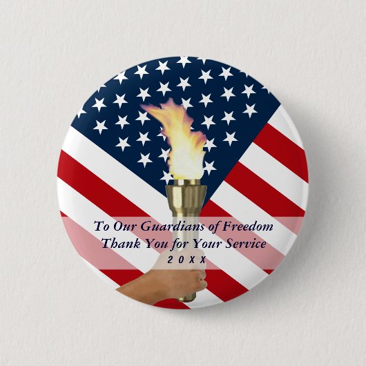 Memorial Day of Veterans Day Militaire dank u Ronde Button 5,7 Cm (Voorkant)