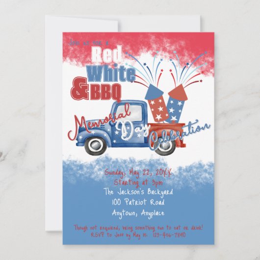 Memorial Day Onafhankelijkheidsdag BBQ-feest Kaart (Voorkant)