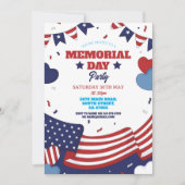 Memorial Day Party Amerikaans rood wit blauw sterr Kaart (Voorkant)