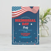 Memorial Day Party Amerikaanse ballonnen vlag Kaart (Staand voorkant)