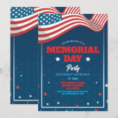 Memorial Day Party Amerikaanse ballonnen vlag Kaart (Voorkant / Achterkant)