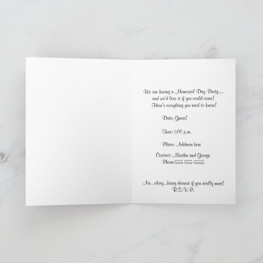 Memorial Day Party Invitation-U.S. Flag (Binnen)