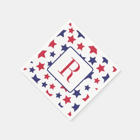 Memorial Day Party Monogram rood wit en blauw Servet (Hoek)