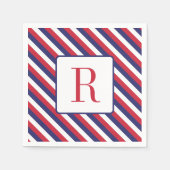 Memorial Day Party Monogram rood wit en blauw Servet (Voorkant)