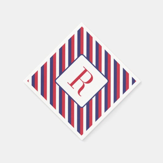 Memorial Day Party Monogram rood wit en blauw Servet (Hoek)