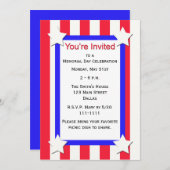 Memorial Day Party sterren en strepen uitnodiging (Voorkant / Achterkant)