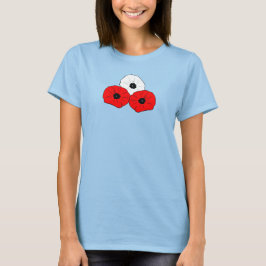 Memorial Day Peach Red and White Poppies T-shirt