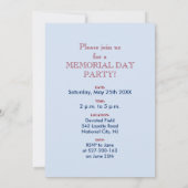 Memorial Day Picknick uitnodiging, vlag, blauwe lu Kaart (Achterkant)