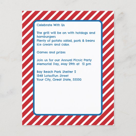 Memorial Day Picnic Buurt Uitnodiging Flyer (Achterkant)
