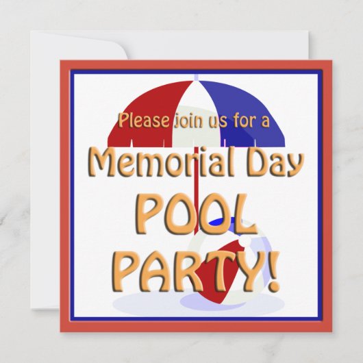 Memorial Day Pool Party nodigt uit Kaart (Voorkant)